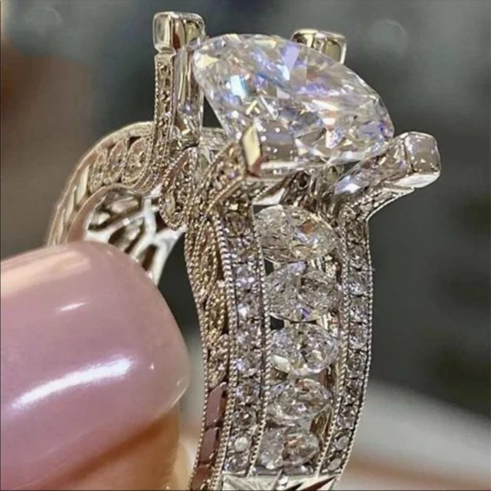 NEW 925 STERLING SILVER ENGAGEMENT DIAMOND RING - Picture 1 of 2
